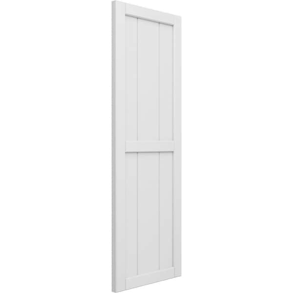 True Fit PVC, Three Board Framed Board-n-Batten Shutters, Unfinished, 16 1/8W X 81H